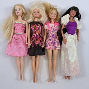 Lot Of 4 BARBIE 1998 & 2013 Mattel With Clothes